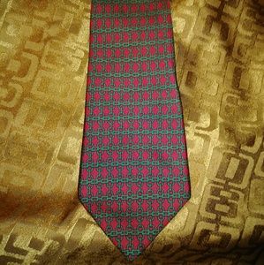 Hermes Tie red & green 100% silk